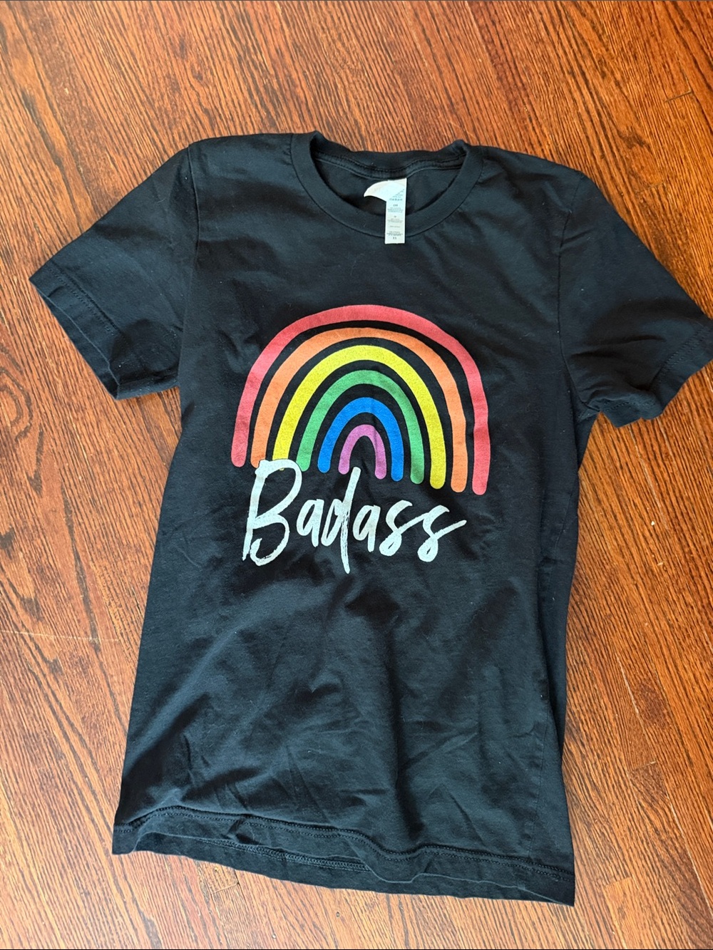 Black 'Badass' Rainbow Graphic Tee
